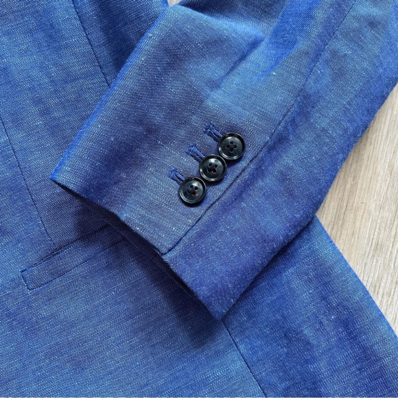 BANANA REPUBLIC Linen Blend Blazer, Denim Blue, Size 12 - Picture 5 of 13